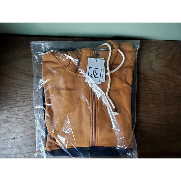 NWT Ampersand Ave Womens Half Zip Brown Black Single Hood Sweatshirt Hoodie 3XL - Picture 1 of 5